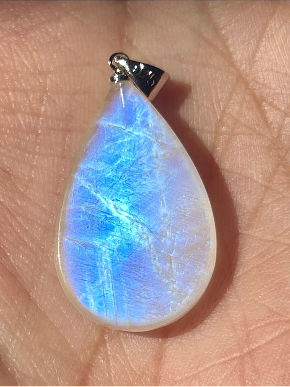 Blue Flash Moonstone Teardrop S 925 silver Pendant Jewelry - Elegant Shine